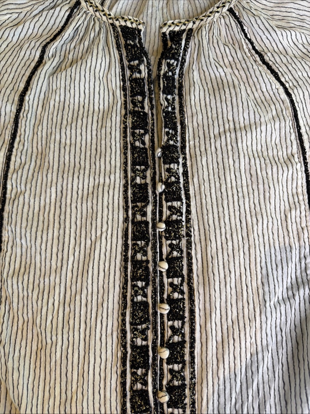 Free People Vagabond Cotton White & Black Embroidered Tunic Women Sz L Bohemian - Picture 9 of 13
